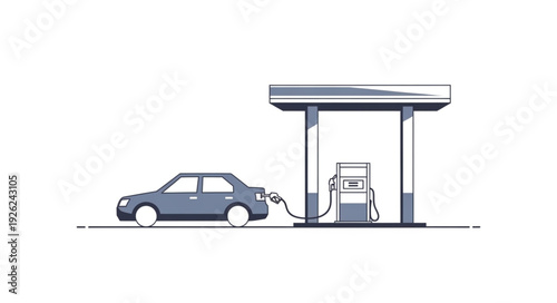 Electric Car Charging at Station.