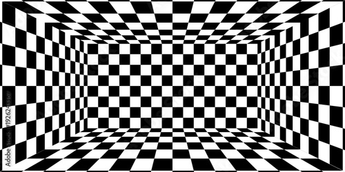 Vector checkerboard pattern. Seamless black and white brush stroke background. Checkered print with distress texture. Painted chequered ornament for kids. Childish design