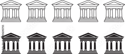 Black and white of greek columns architecture ancient