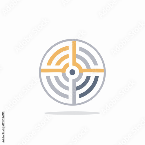 Dynamic abstract digital network target icon symbolizing data flow, connectivity, and technological progress