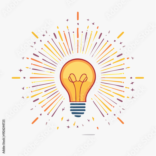 Creative idea concept with a shining lightbulb and colorful explosion of inspiration