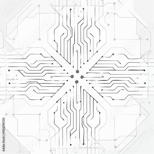 Abstract futuristic technology background with a central processing unit design