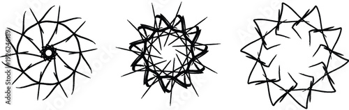 Abstract network diagrams with intersecting lines and arrows