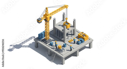 Industrial Crane Equipment 3D Rendering.