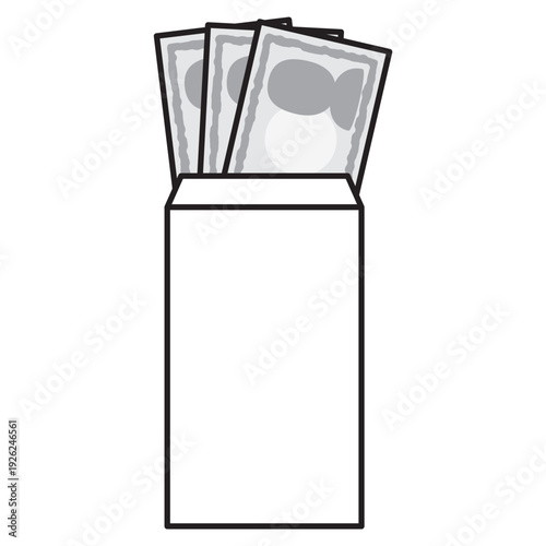 白い封筒に入ったお札・給料のイラスト