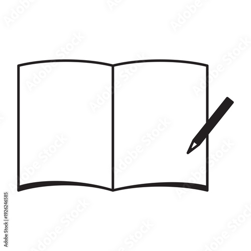 白紙の見開きノートと鉛筆のイラスト