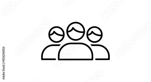 Simple Line Art Icon Representing a Group of People.