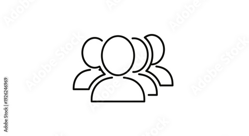 Simple Line Art Icon Representing a Group of People.