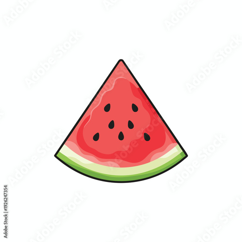 Fresh Watermelon Slice with Juicy Red Flesh and Green Rind