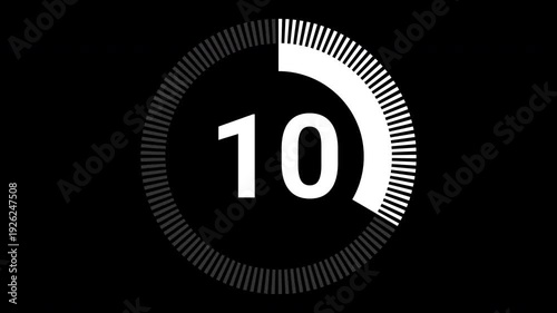 15 second countdown with circle animation, 15 to 0 animation countdown. 4K video