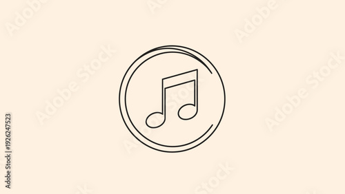 Simple Music Note Icon in a Circle Outline.