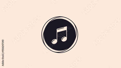 Simple Music Note Icon in a Circle.