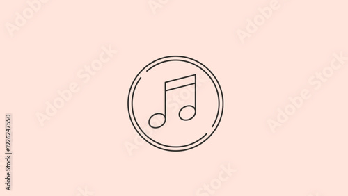Simple Music Note Icon in Circle Outline.