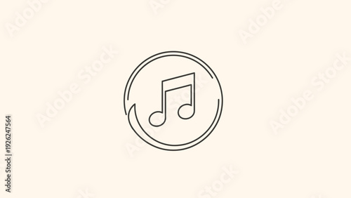 Simple Music Note Icon Inside a Circle.