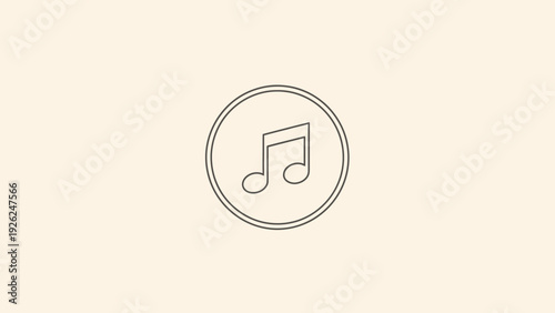 Simple Music Note Icon Inside a Circle Outline.