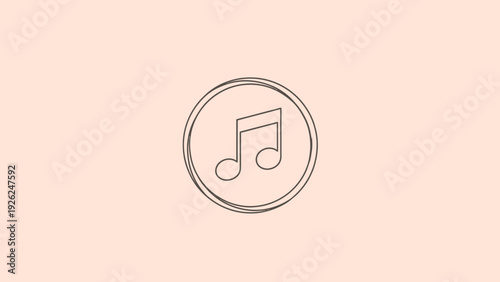 Simple Music Note Icon Inside a Circle.