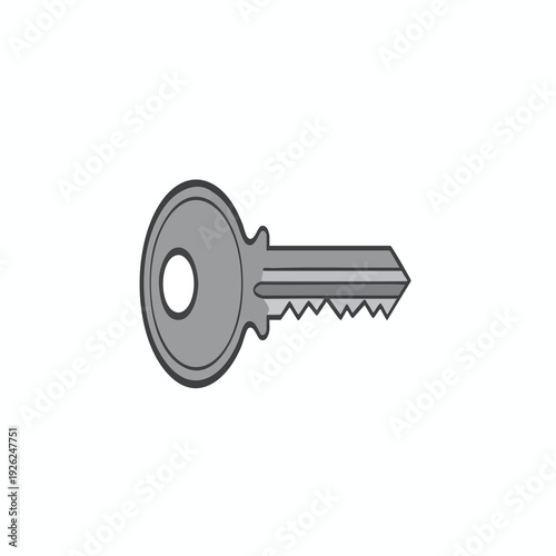Simple Metal Key Isolated on White Background for Security and Access Concepts