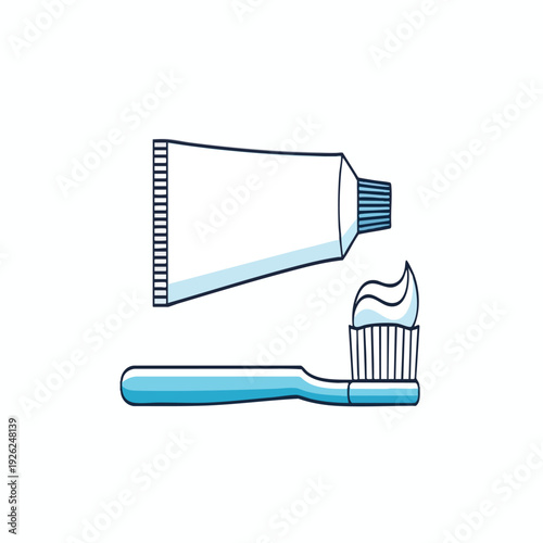 Oral Hygiene Essentials Toothpaste Tube and Toothbrush with Paste