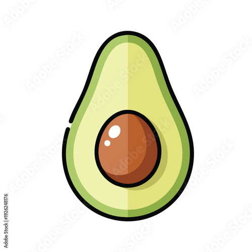 Fresh Avocado Halved with Seed Flat Illustration Icon
