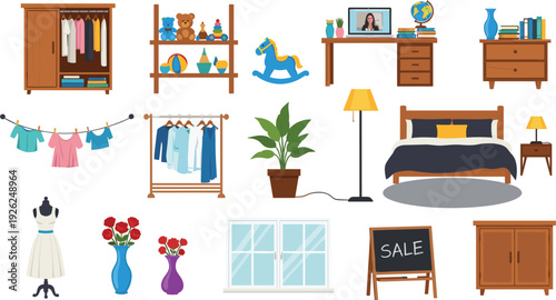 Mega collection set featuring diverse children characters in various standing poses wearing colorful summer clothes and casual outfits isolated on white background for kids education design.