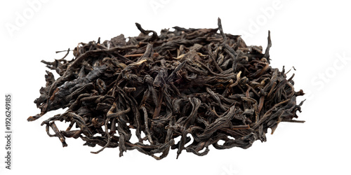 Pile of black tea on transparent background.