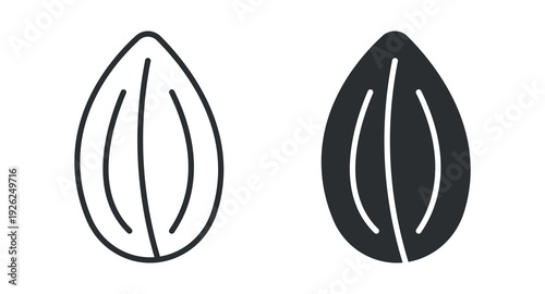 Cocoa bean icon set, coffee seed symbol, organic food ingredient sign, natural product vector illustration