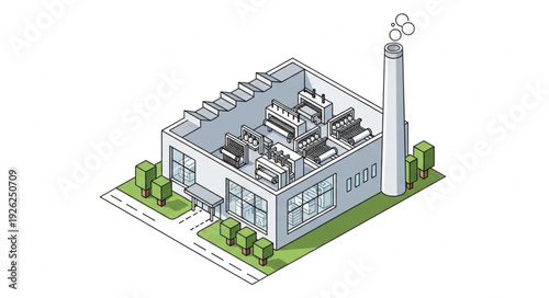 Industrial Facility with Equipment and Chimney.