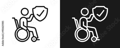 Disability Insurance Icon Set Outline In White And Black Background