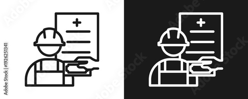Workers Compensation Icon Set Outline In White And Black Background