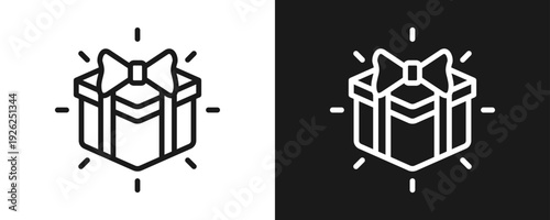 Gifts Icon Set Outline In White And Black Background
