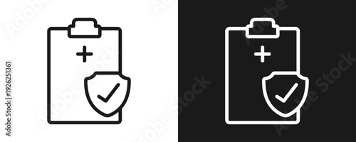 Medical Insurance Icon Set Outline In White And Black Background