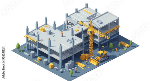 Industrial Factory Building Complex Structure.