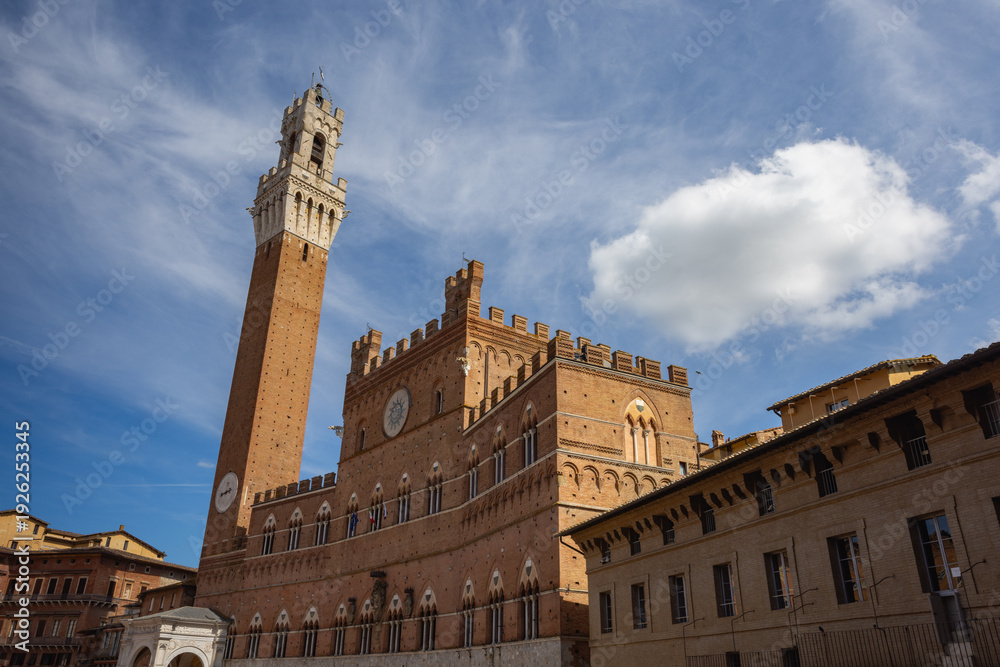 Fototapeta premium Palazzo Pubblico or Town Hall, at the head of Piazza del Campo