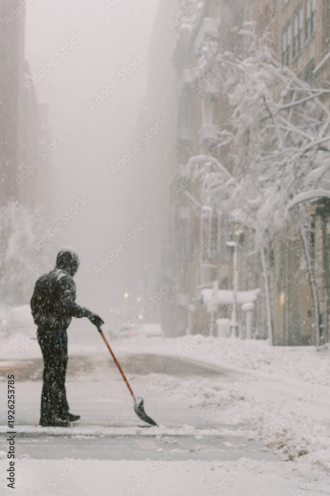 custom made wallpaper toronto digitalPerson shoveling snow during NYC blizzard
