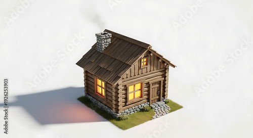 small wooden cabin house model isolated on white background rustic countryside real estate concept