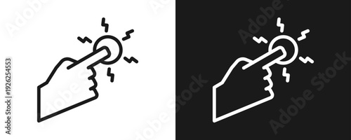 Interact Icon Set Outline In White And Black Background