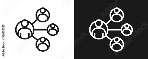 Networking Icon Set Outline In White And Black Background