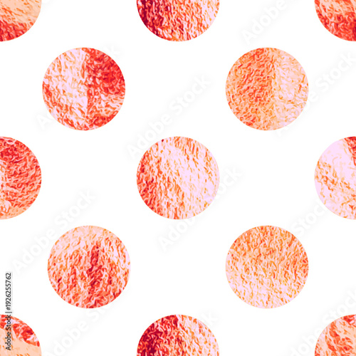 Rose gold foil seamless texture, shiny handmade circles. Golden glittering pattern. Shining hand drawn background. Wedding, greeting card decoration. Modern minimalist art. Vector illustration