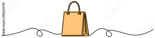 Editable continuous one line drawing shopping bag vector for modern retail sites. Ideal for symbolizing minimalist e-commerce, clean commerce, and elegant style.