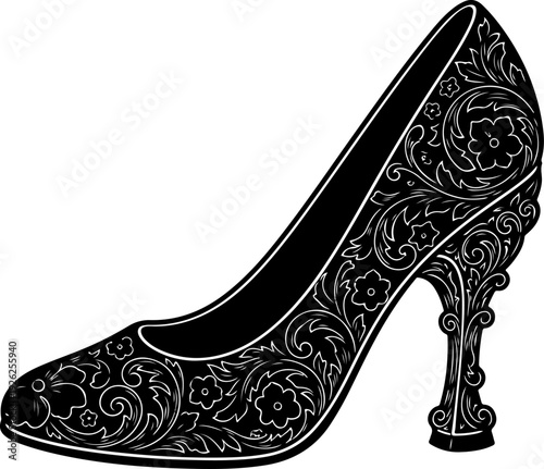 Vintage high heel silhouette vector illustration