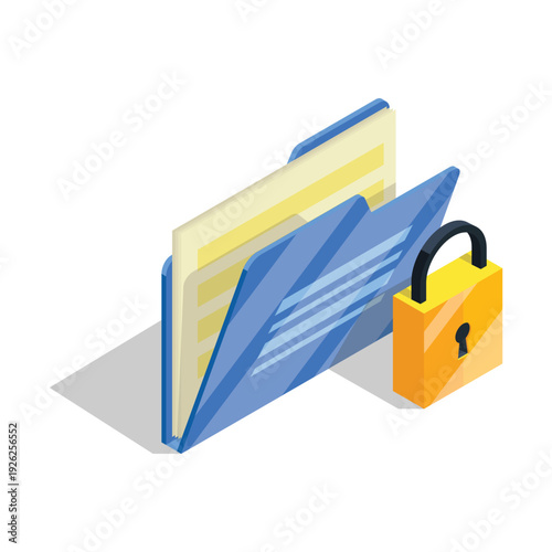 Secure Digital Folders Protected by Padlock.