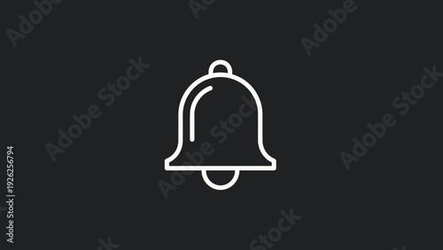 Simple Outline Bell Icon on Dark Background.