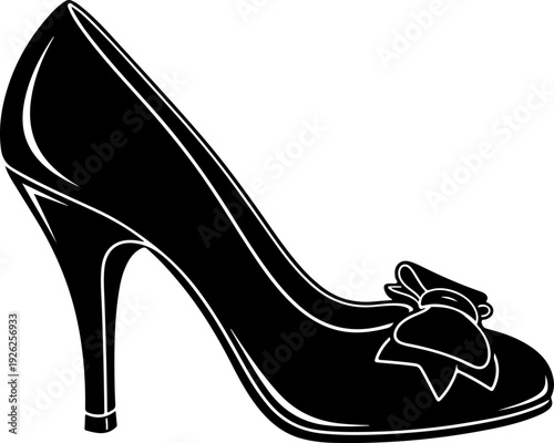 Vintage high heel silhouette vector illustration