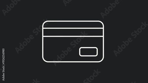 Simple Outline Icon of a Credit Card on a Dark Background.