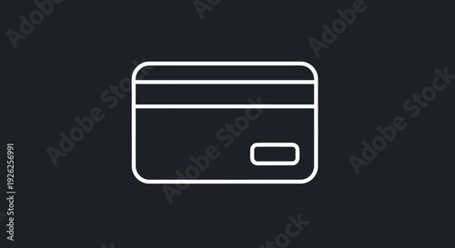 Simple Outline Icon of a Credit Card on Dark Background.