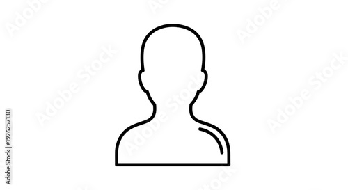 Simple Outline Icon of a Human Head and Shoulders.