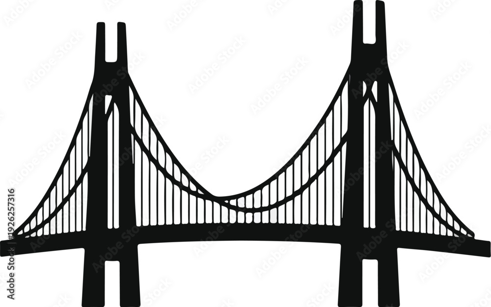 Fototapeta premium Gemini saidThe iconic Golden Gate suspension bridge spans the deep blue water of the San Francisco bay, connecting the California coast to the city skyline under a vast sky at sunset