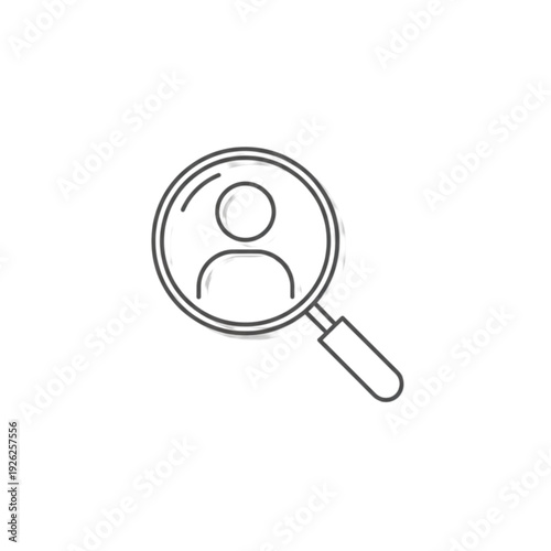 Human resource search vector image with a magnifying glass over a person icon representing the recruitment hunt for top talent and candidate headhunting.