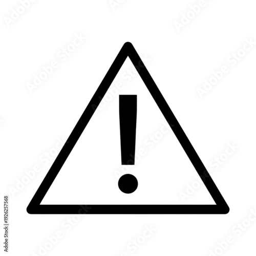 Warning sign vector image showing a bold exclamation mark inside a triangle to alert users of potential hazards, errors, or important safety notices.