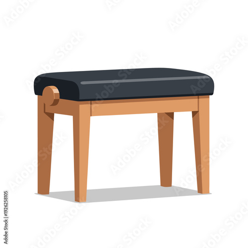 Elegant wooden piano bench with cushioned black seat for comfortable seating and stylish decor in music rooms or living spaces